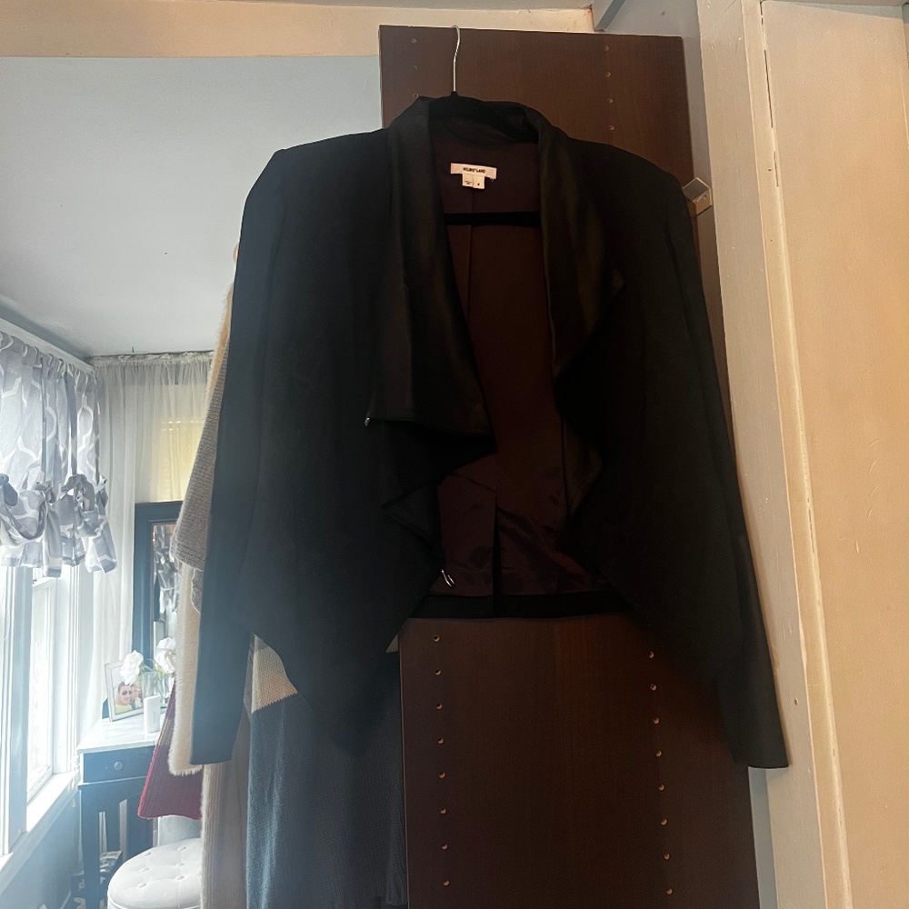 Helmet lang black leather jacket